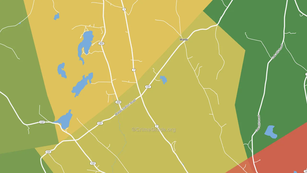 Waldo, ME Map of Burglary Rates