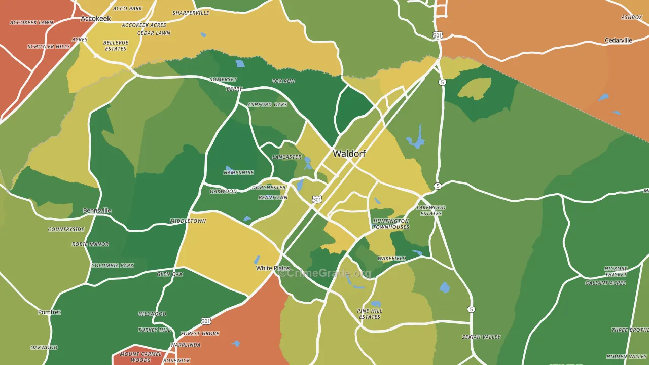Waldorf, MD Map of Burglary Rates
