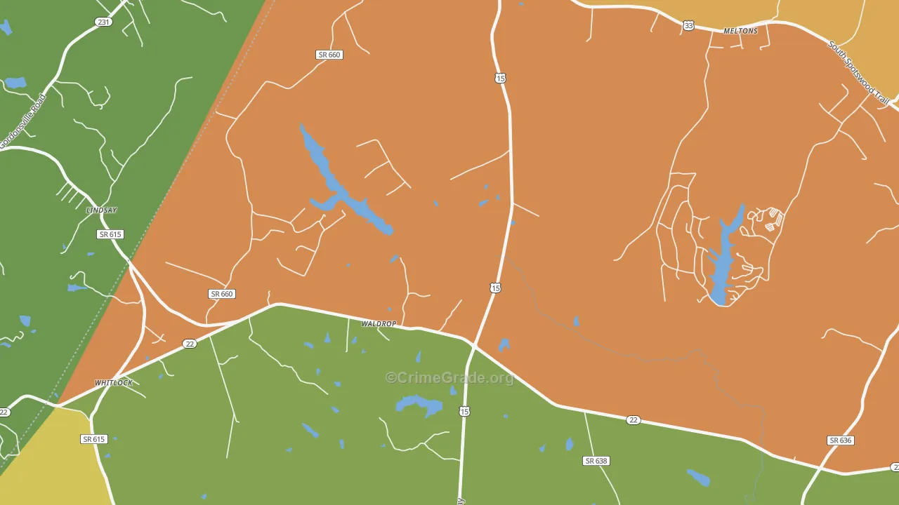 Waldrop, VA Map of Burglary Rates