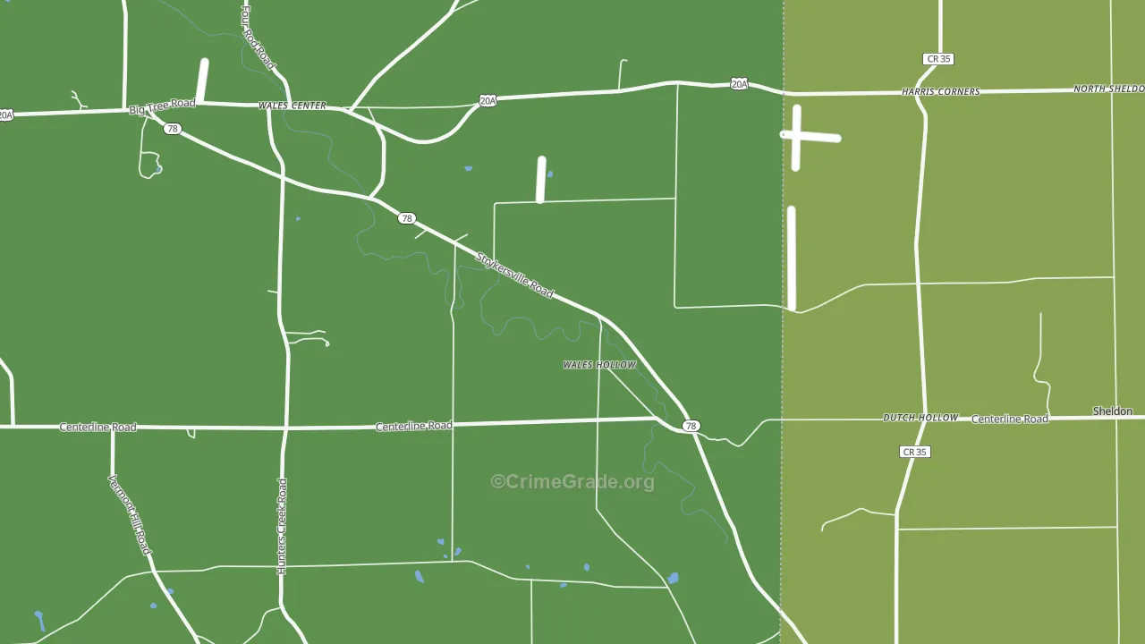 Wales Hollow, NY Map of Burglary Rates
