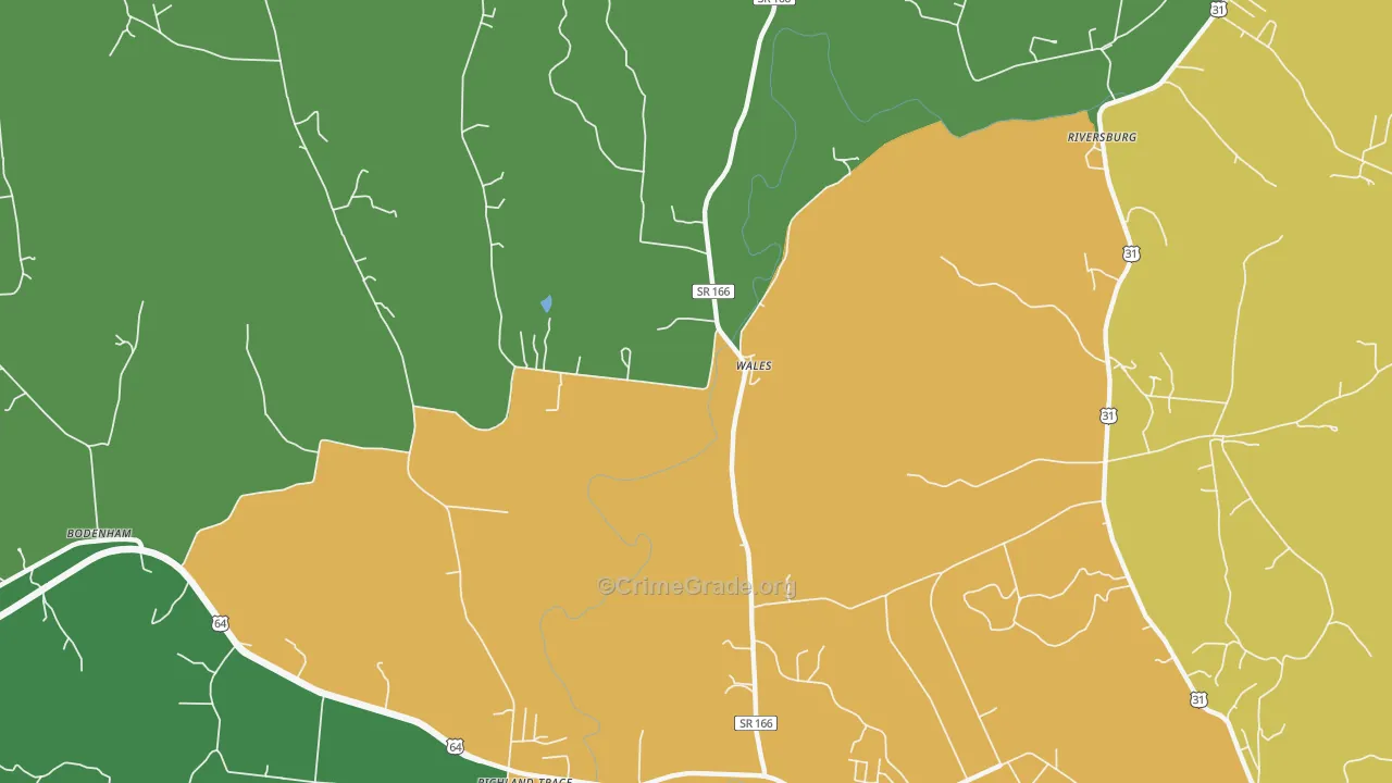 Wales, TN Map of Burglary Rates
