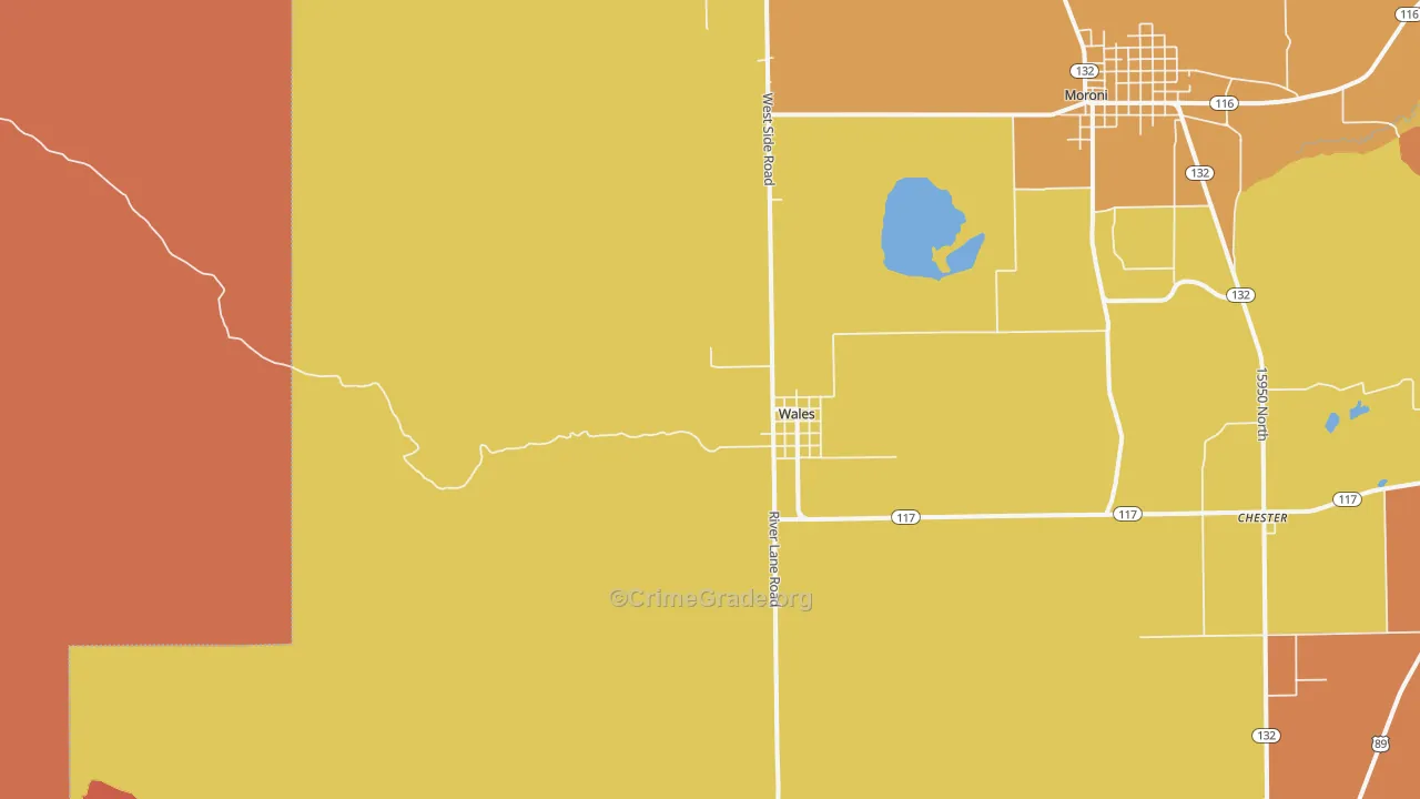 Wales, UT Map of Burglary Rates