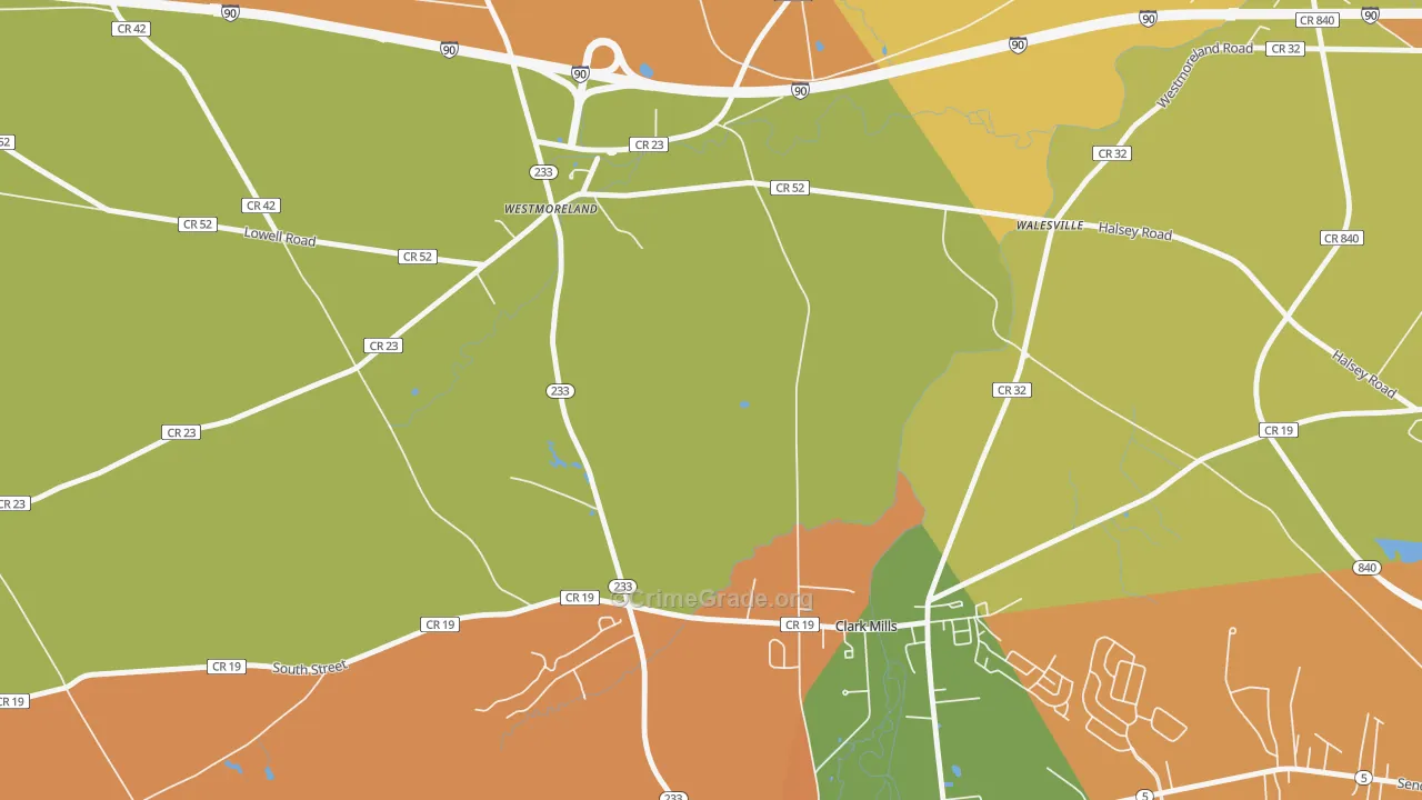 Walesville, NY Map of Burglary Rates
