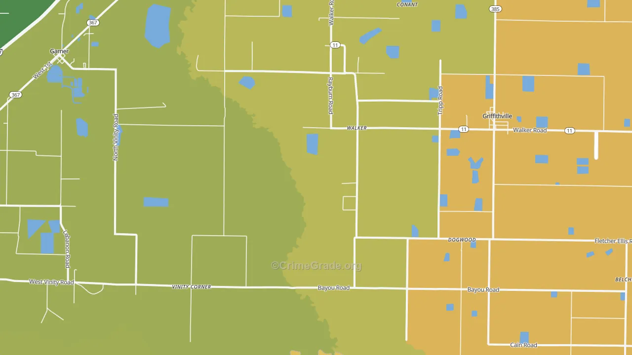 Walker, AR Map of Burglary Rates