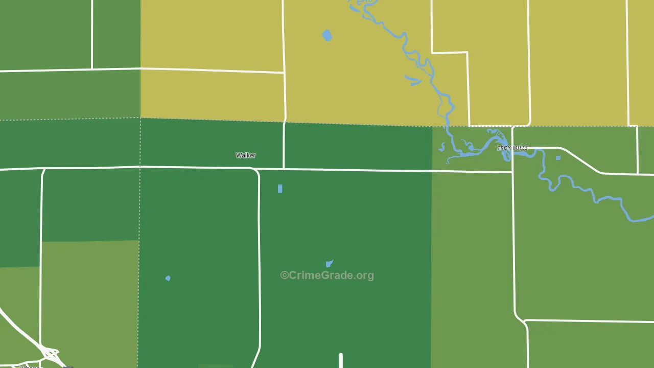 Walker, IA Map of Burglary Rates