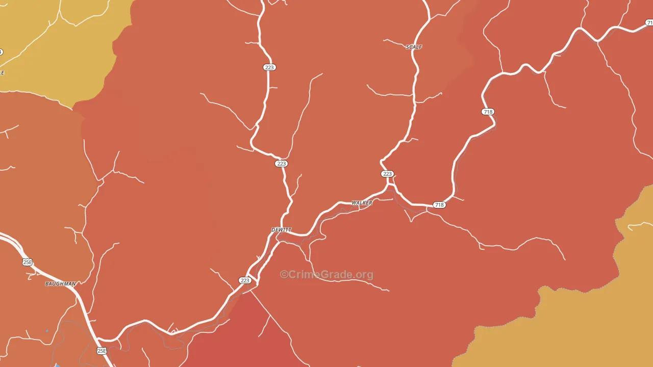 Walker, KY Map of Burglary Rates