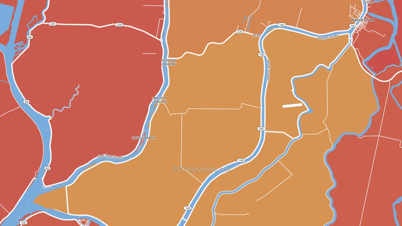 Walker Landing, CA Map of Burglary Rates