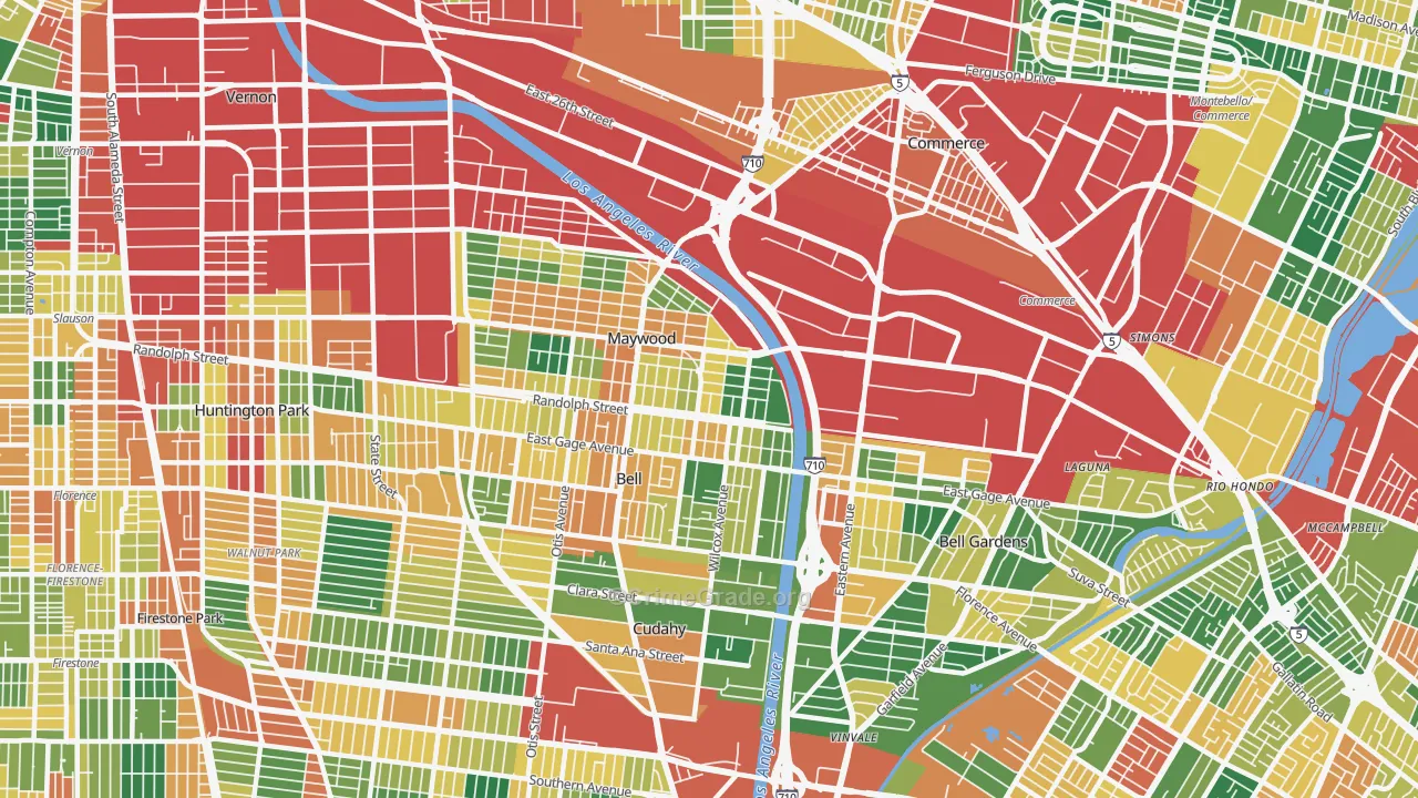 Walker, Maywood, CA Map of Burglary Rates