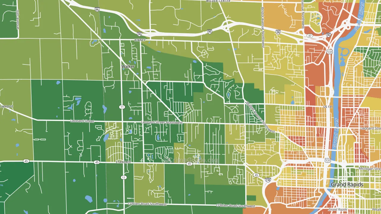 Walker, MI Map of Burglary Rates
