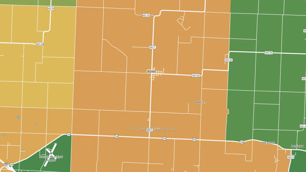 Walker, MO Map of Burglary Rates