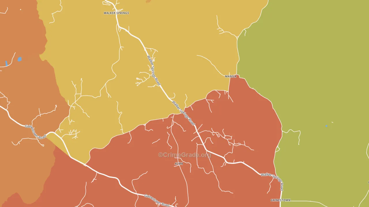 Walker Springs, AL Map of Burglary Rates