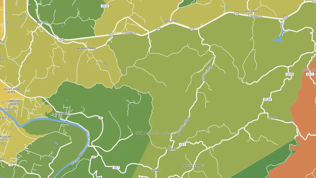 Walker, WV Map of Burglary Rates