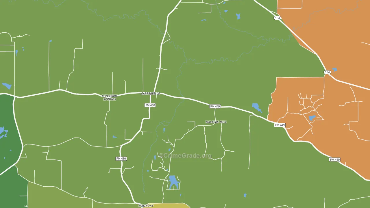 Walkers Mill, TX Map of Burglary Rates