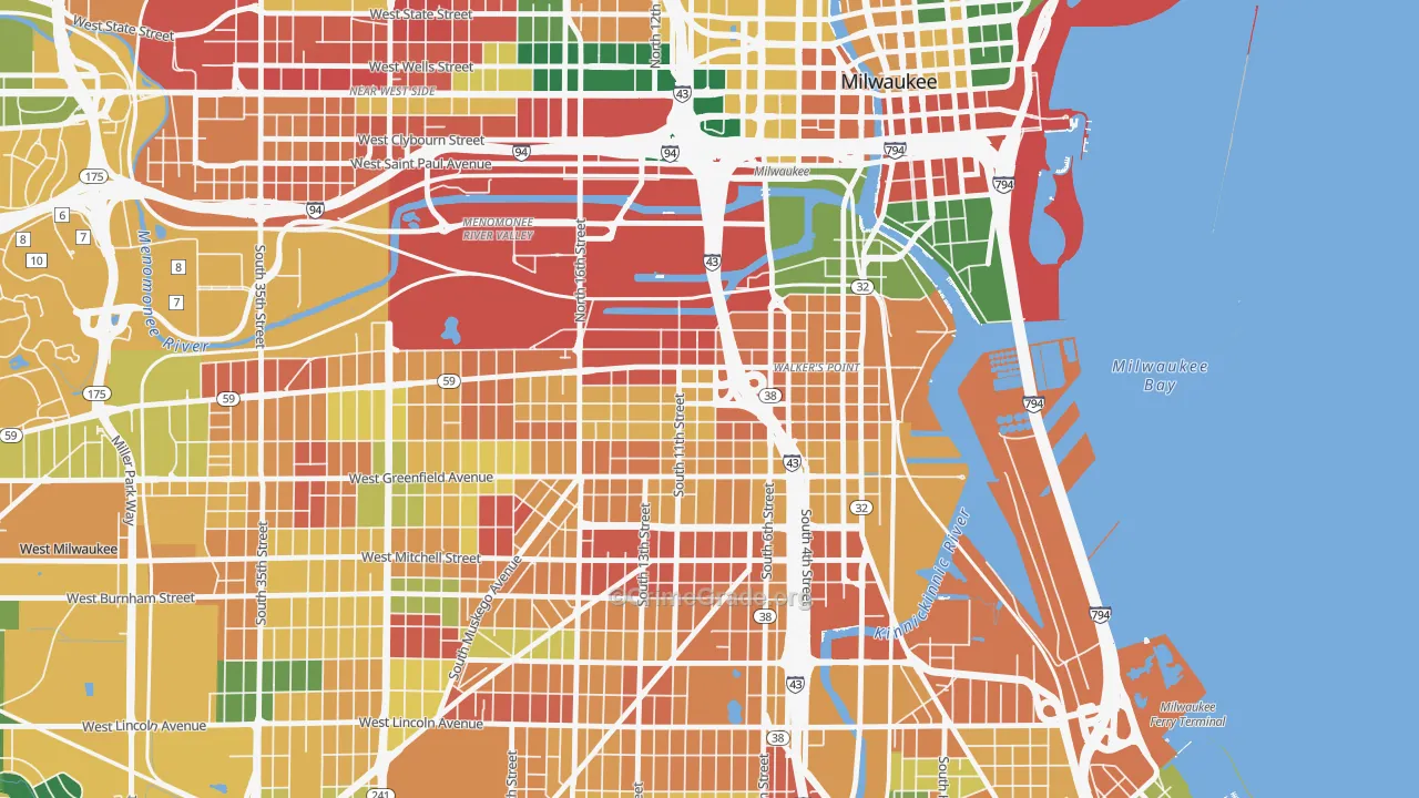 Walker's Point, Milwaukee, WI Map of Burglary Rates