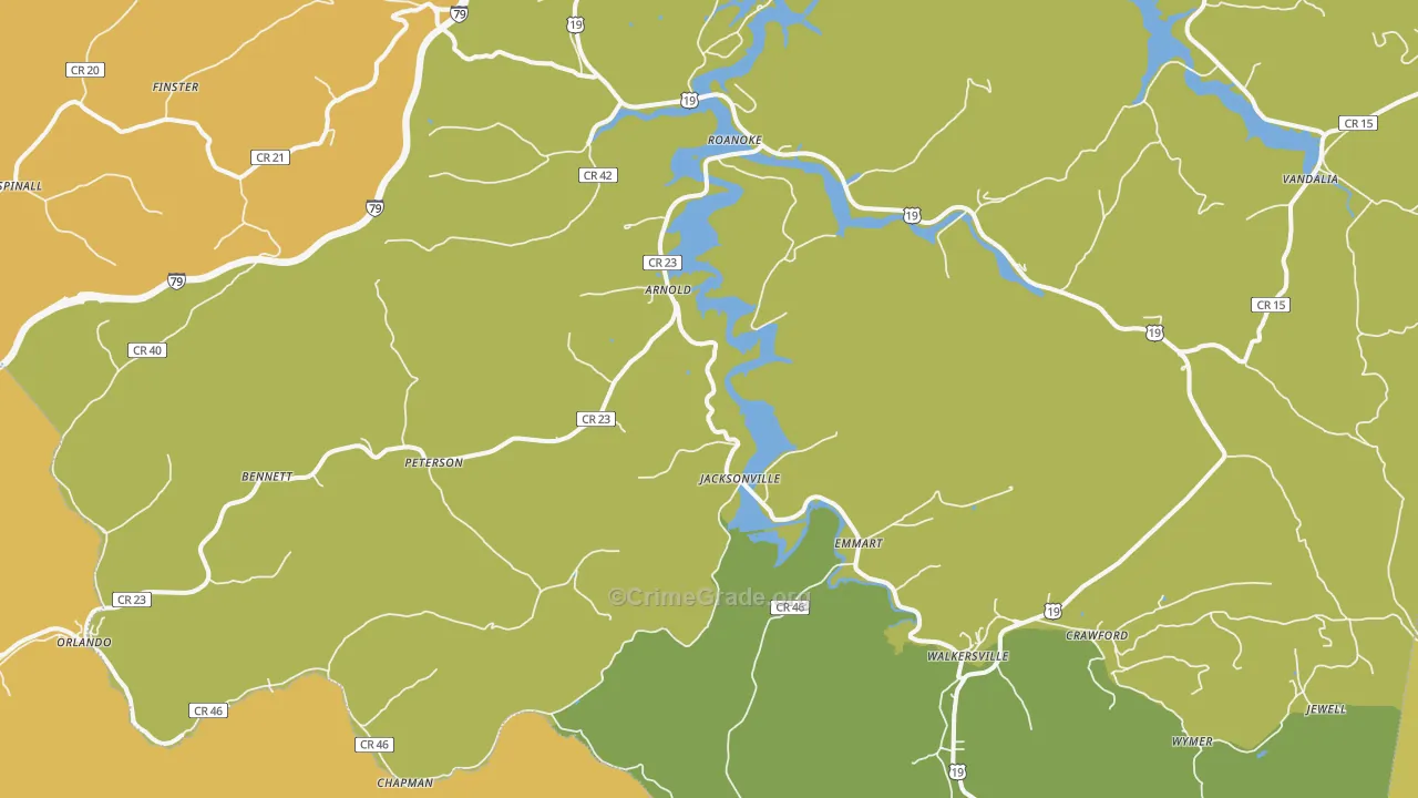 Walkersville, WV Map of Burglary Rates