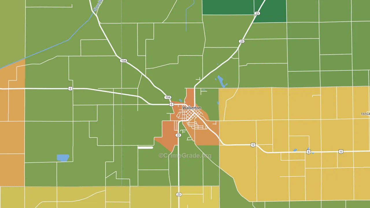 Walkerton, IN Map of Burglary Rates