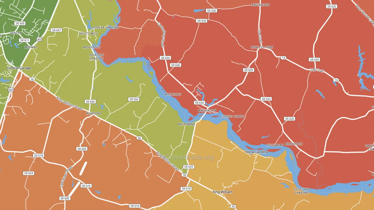 Walkerton, VA Map of Burglary Rates
