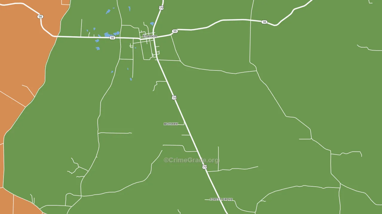 Walkerville, AR Map of Burglary Rates