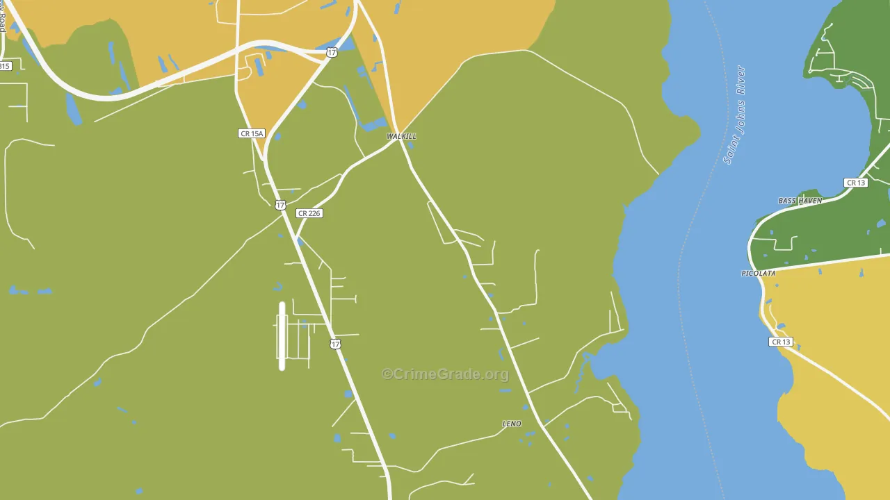 Walkill, FL Map of Burglary Rates