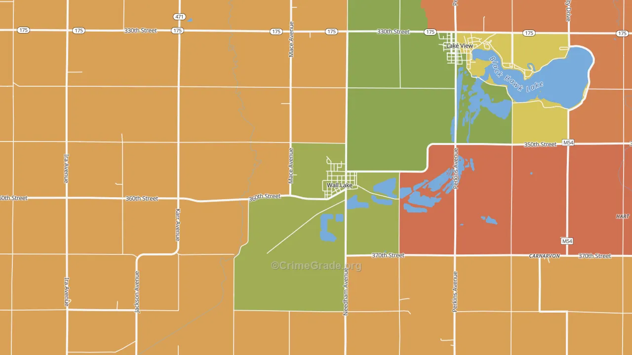 Wall Lake, IA Map of Burglary Rates