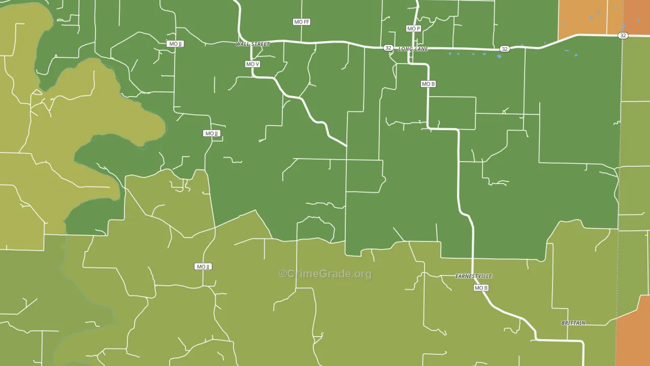 Wall Street, MO Map of Burglary Rates