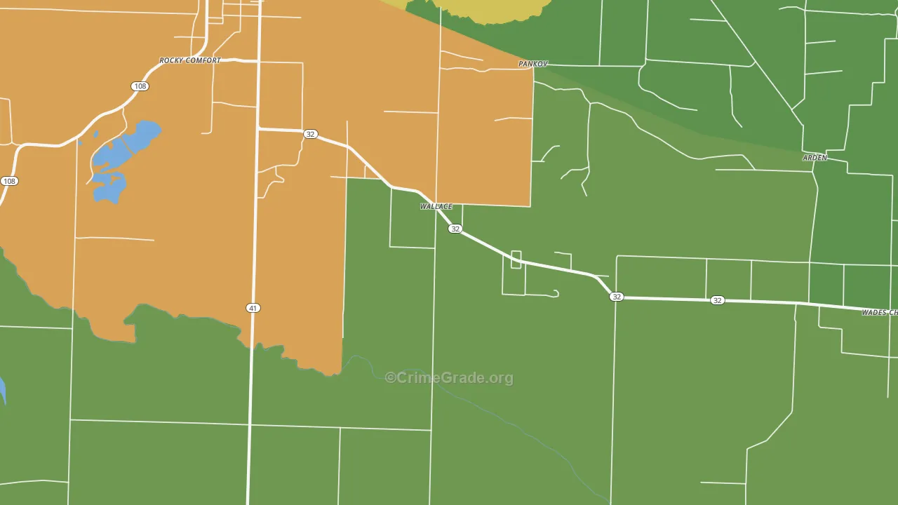 Wallace, AR Map of Burglary Rates