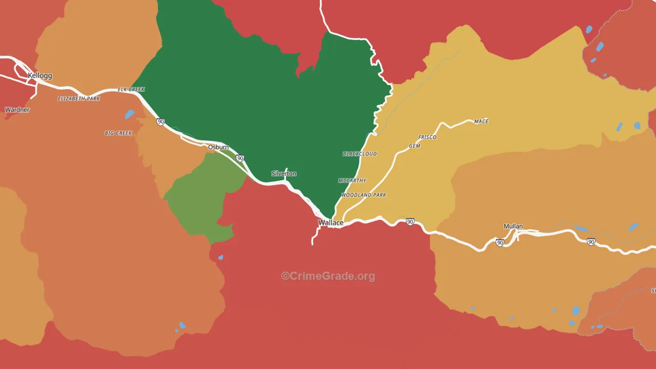 Wallace, ID Map of Burglary Rates