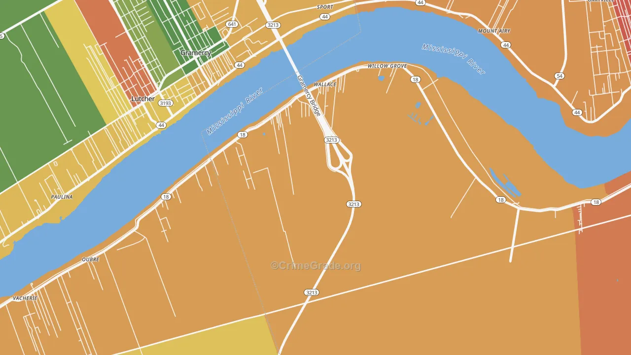 Wallace, LA Map of Burglary Rates