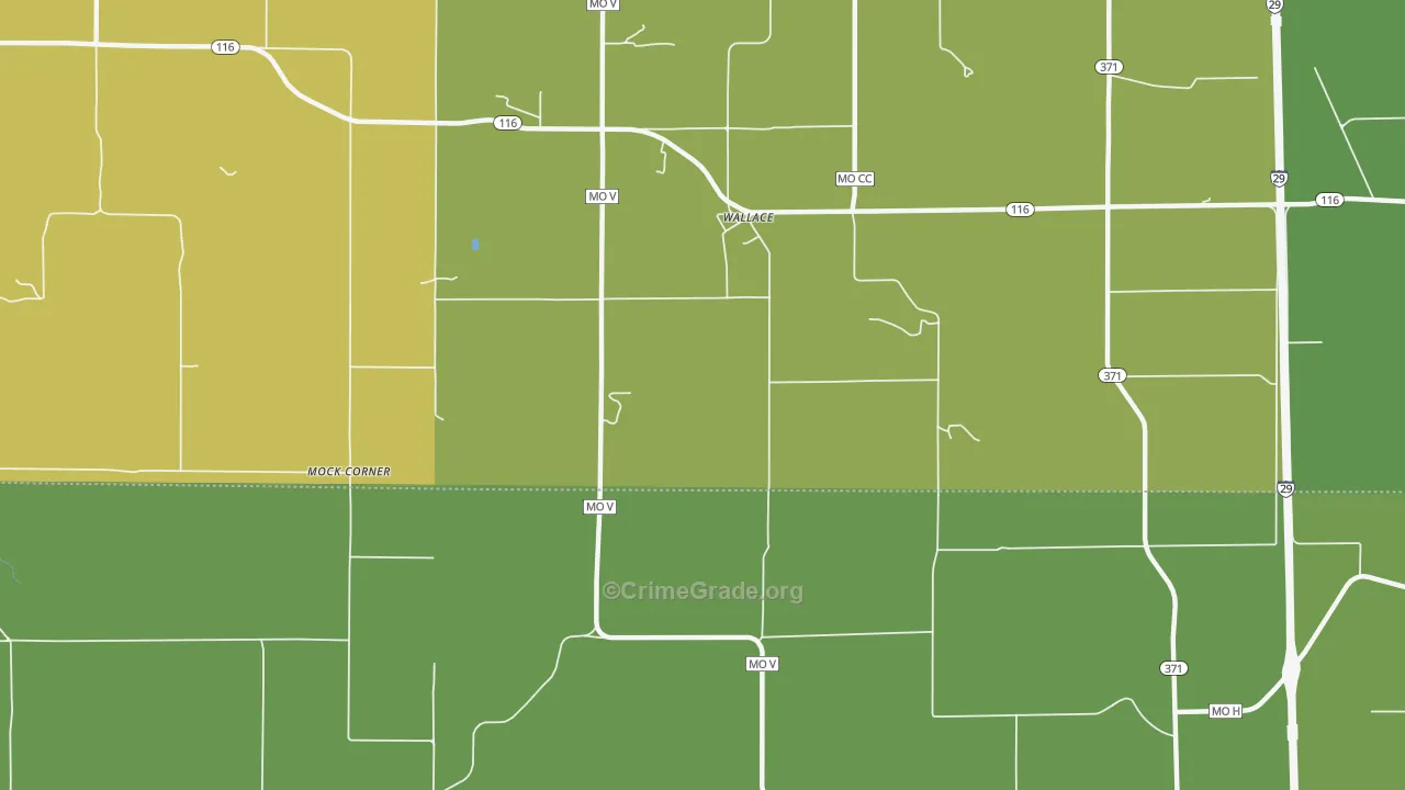 Wallace, MO Map of Burglary Rates