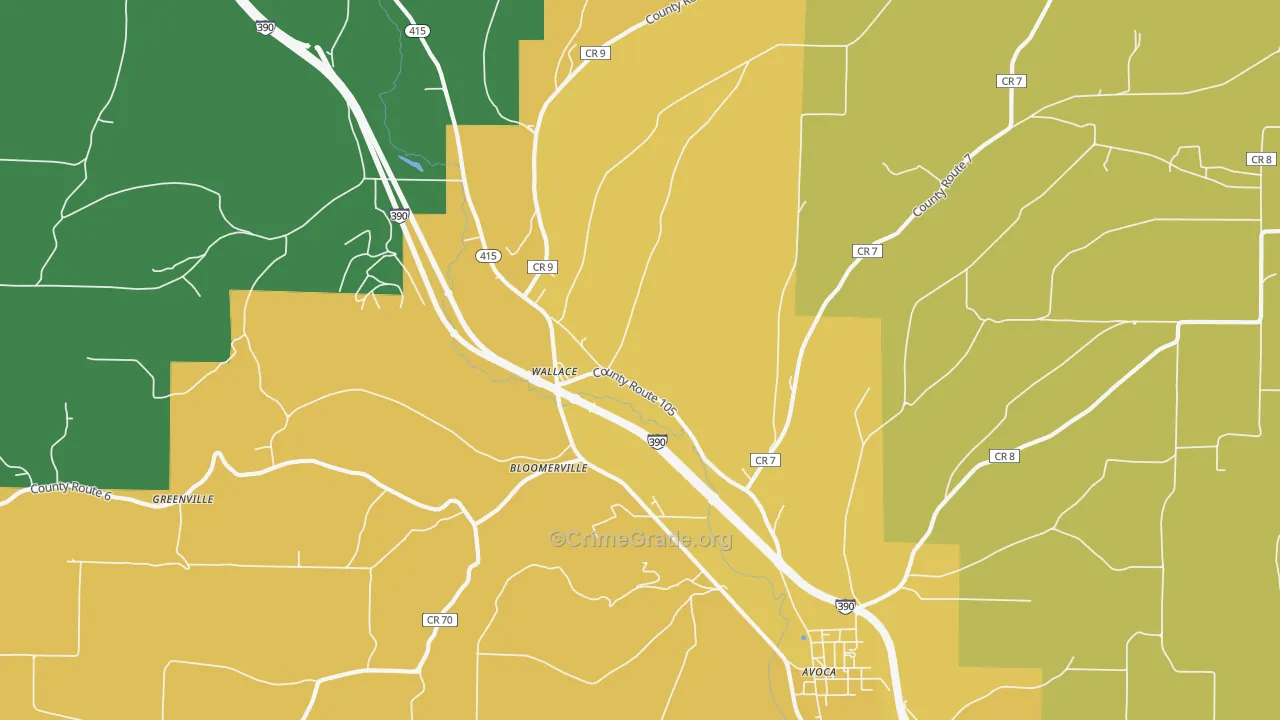 Wallace, NY Map of Burglary Rates