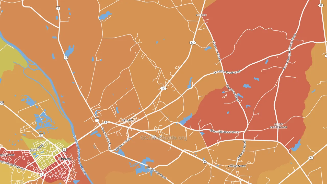 Wallace, SC Map of Burglary Rates