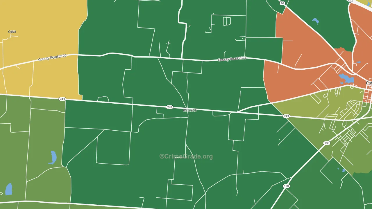 Wallace, TX Map of Burglary Rates