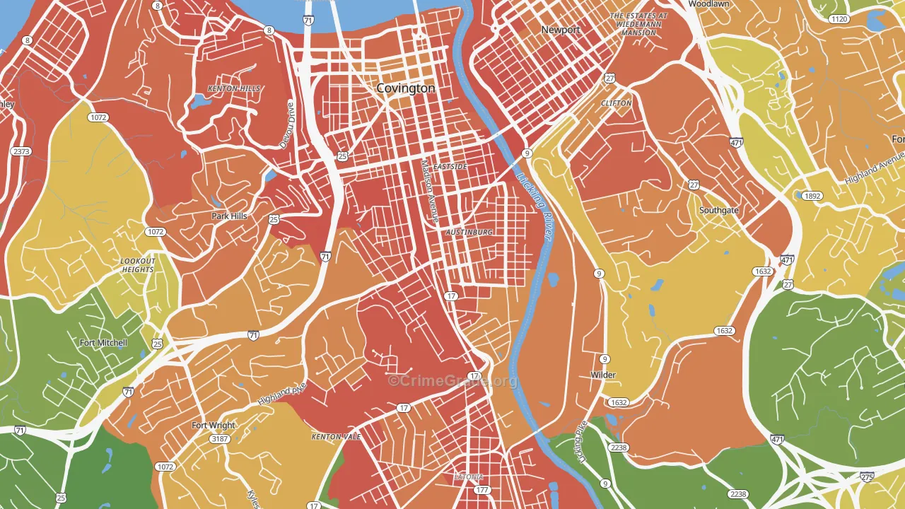 Wallace Woods, Covington, KY Map of Burglary Rates