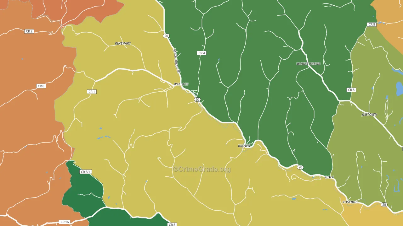 Wallace, WV Map of Burglary Rates