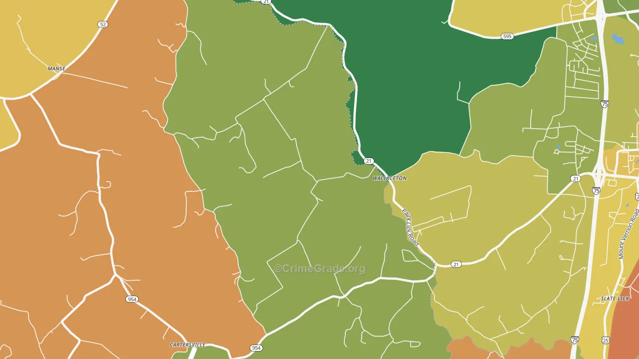 Wallaceton, KY Map of Burglary Rates