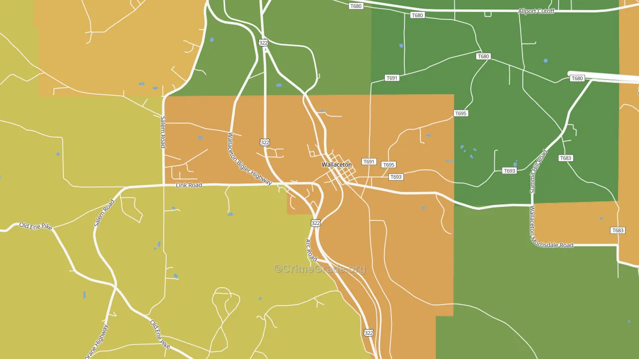 Wallaceton, PA Map of Burglary Rates