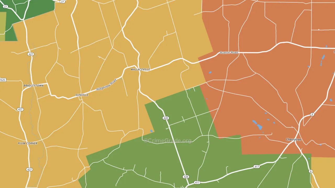 Wallaceville, PA Map of Burglary Rates