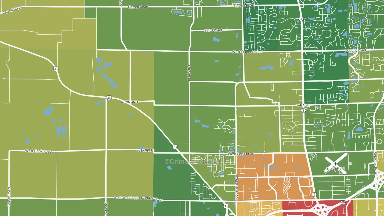 Wallen, IN Map of Burglary Rates
