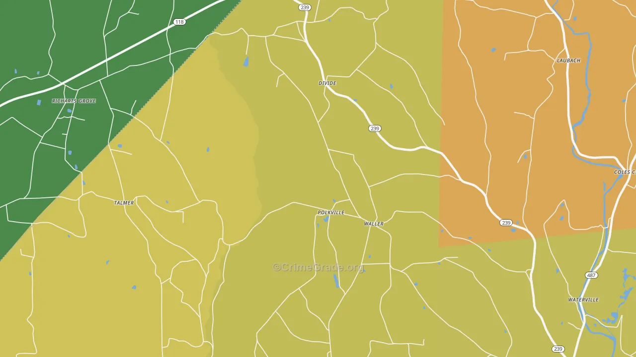 Waller, PA Map of Burglary Rates
