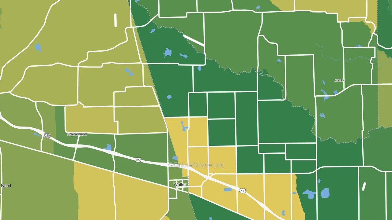 Waller, TX Map of Burglary Rates