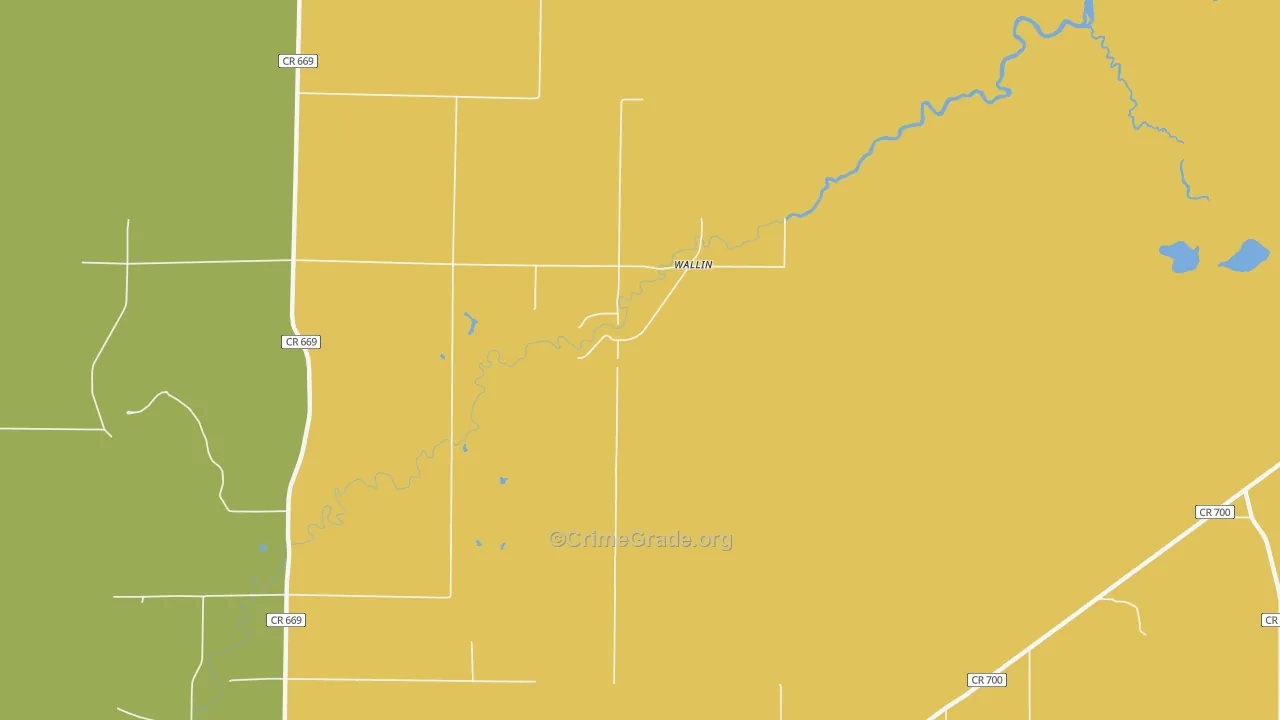 Wallin, MI Map of Burglary Rates