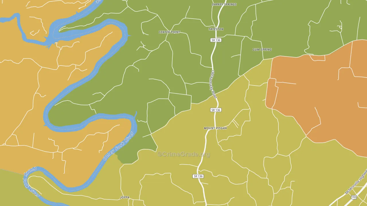 Walling, TN Map of Burglary Rates