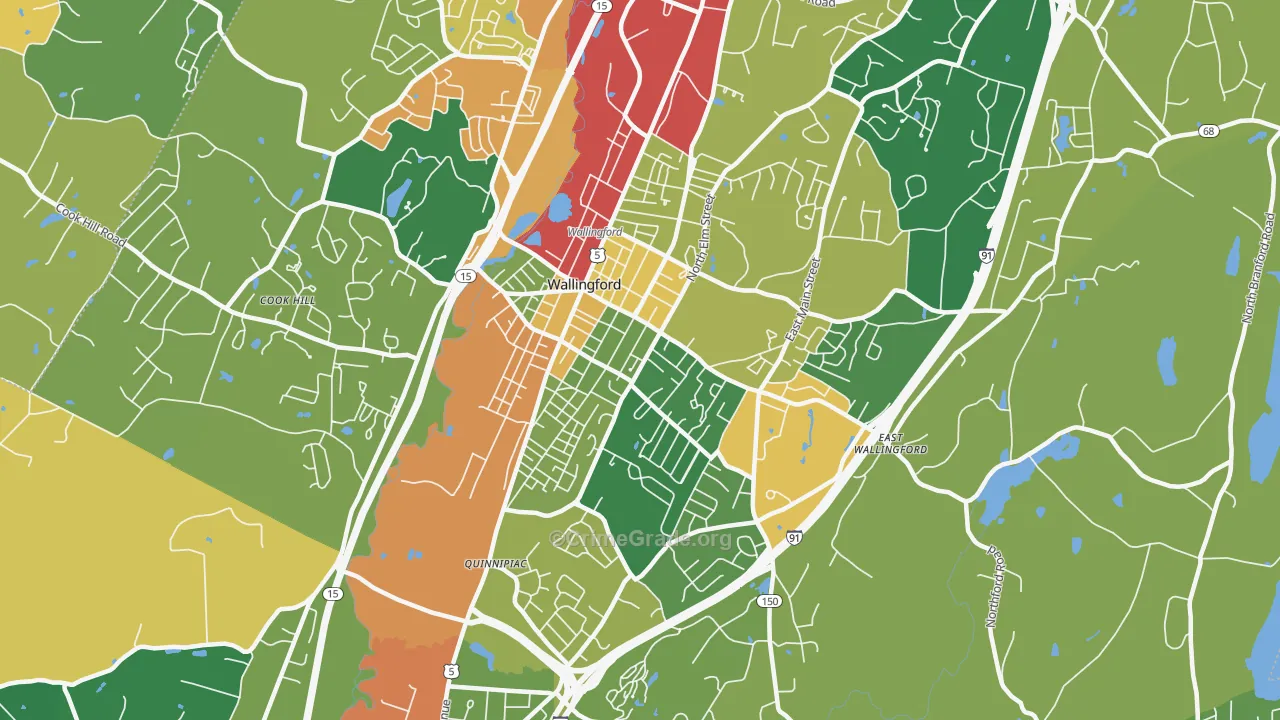 Wallingford Center, CT Map of Burglary Rates