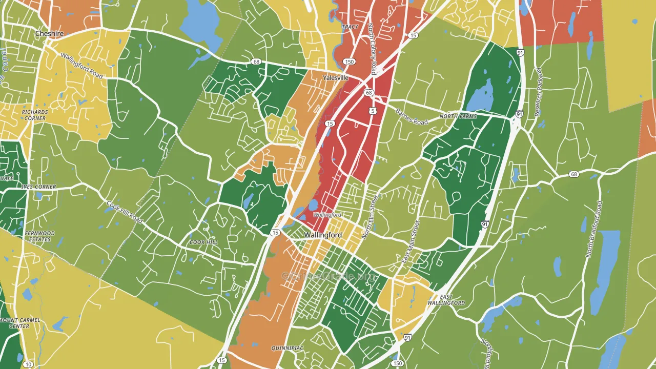 Wallingford, CT Map of Burglary Rates