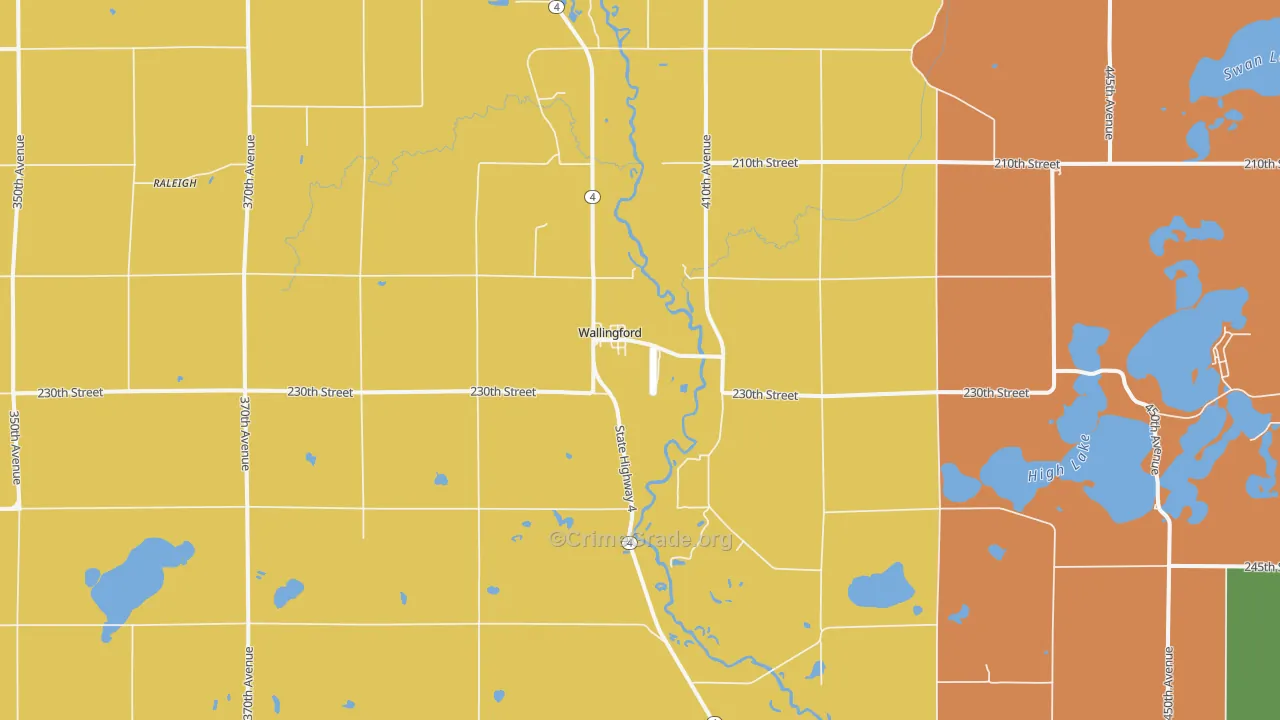 Wallingford, IA Map of Burglary Rates