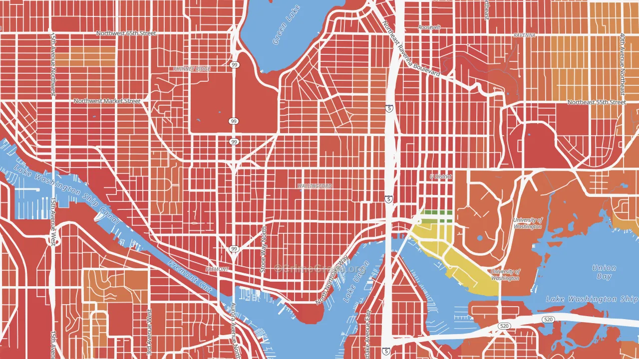 Wallingford, Seattle, WA Map of Burglary Rates