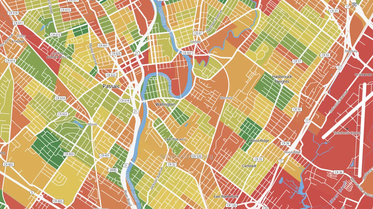 Wallington, NJ Map of Burglary Rates