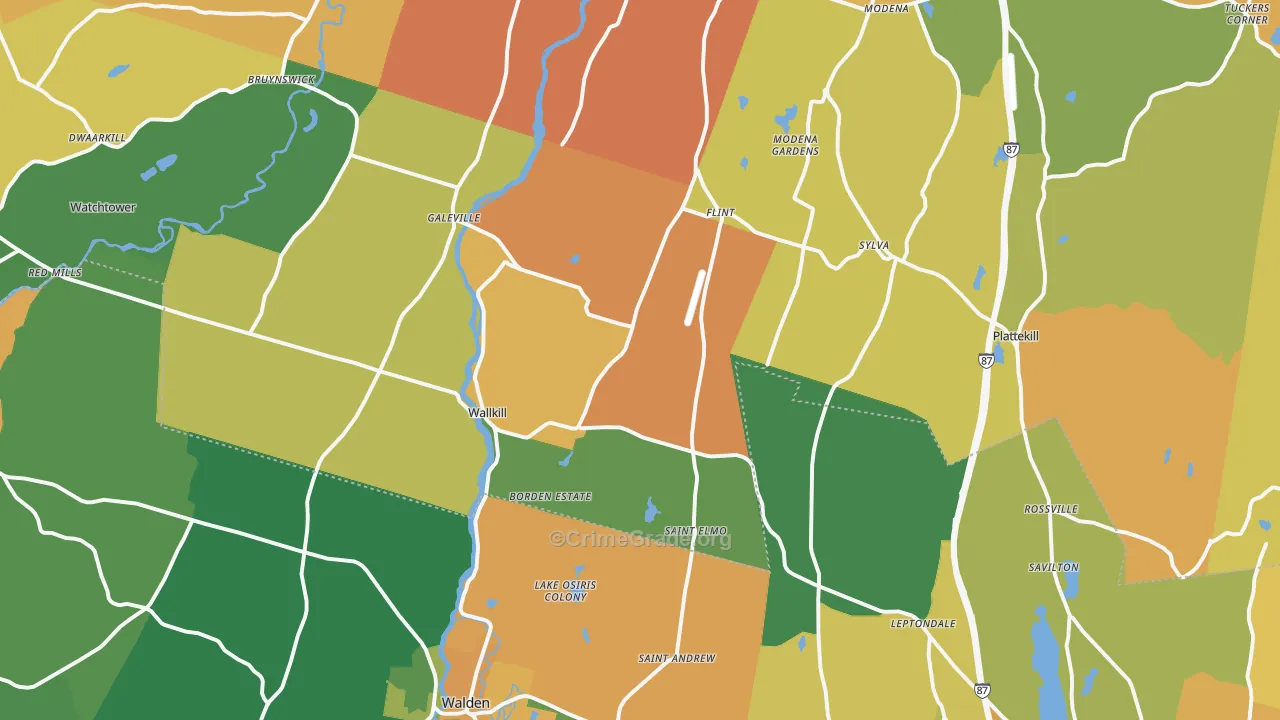 Wallkill, NY Map of Burglary Rates