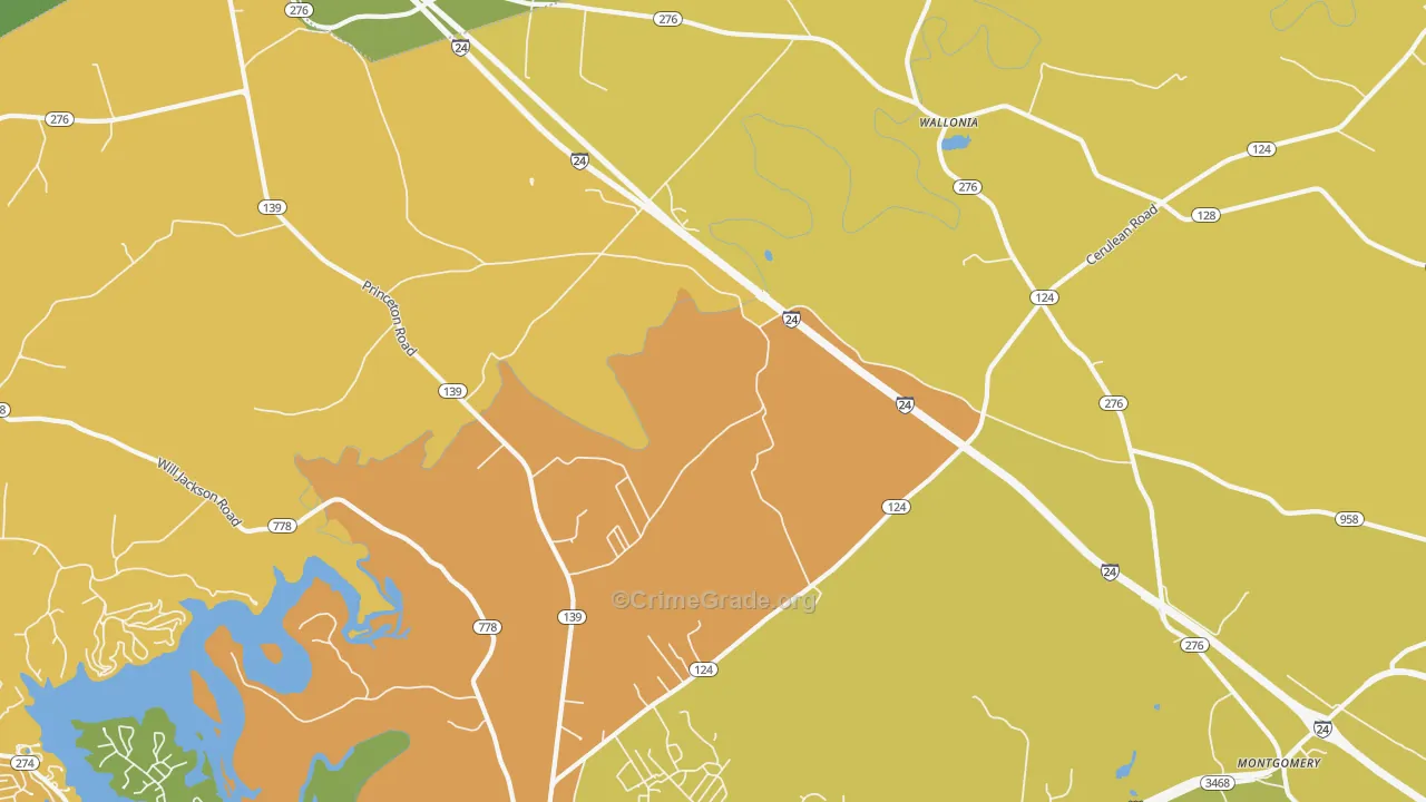Wallonia, KY Map of Burglary Rates