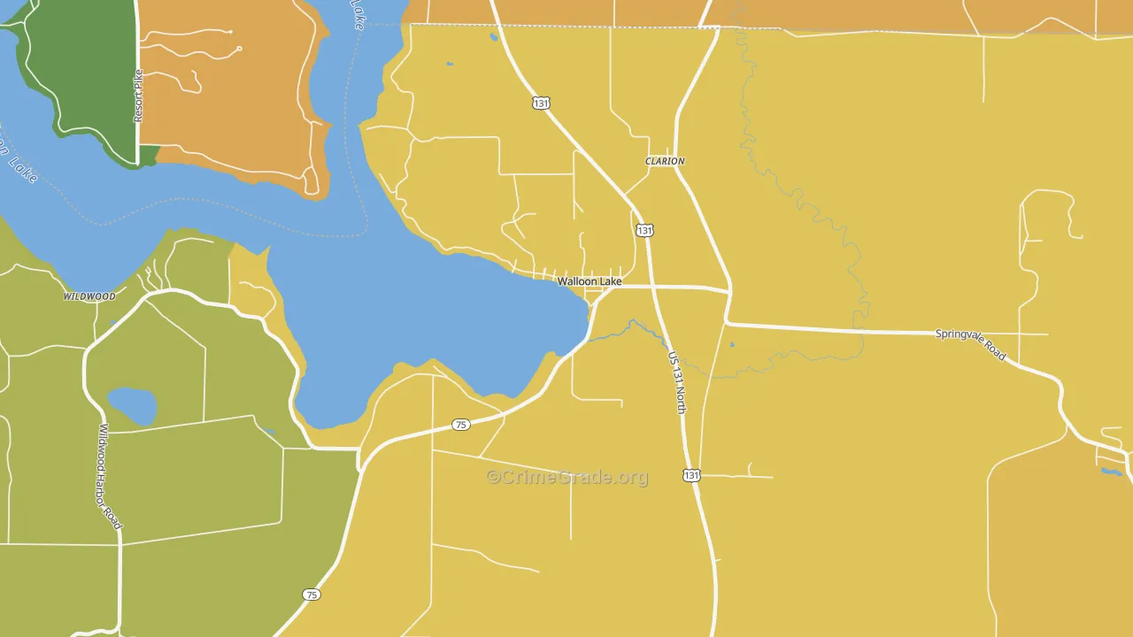 Walloon Lake, MI Map of Burglary Rates